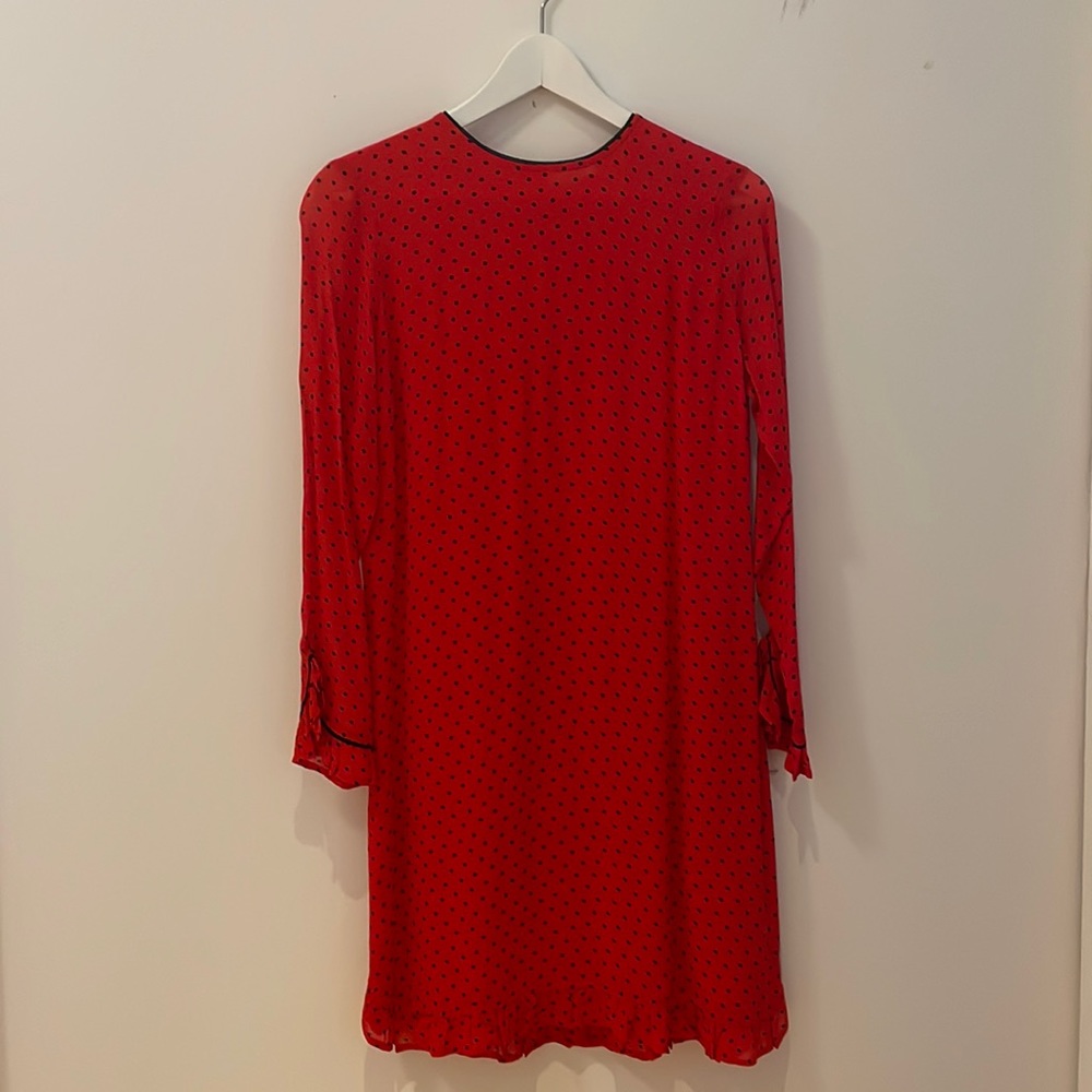 GANNI red and black polka dot dress